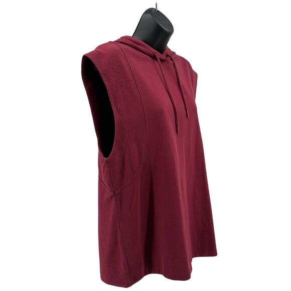 Athleta Sundown Sweatshirt Tank WMNS S Berry Hooded Drawstring Pullover Athletic - Picture 4 of 10